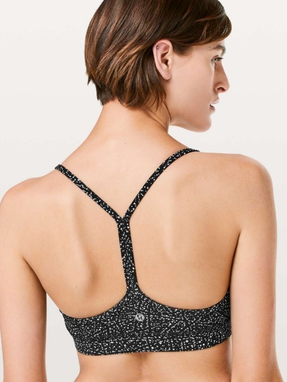 NWOT Lululemon Flow Y Bra *Nulu. Night View White Black. Size 8. Removable Pads